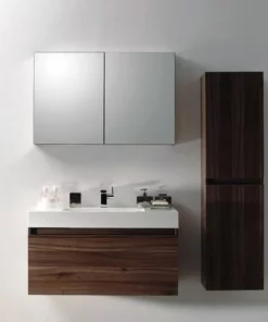 BERNSTEIN Ensemble De Salle De Bain A1000, Armoire De Toilette, Vasque Et Meuble Sous Vasque, Noyer Foncé