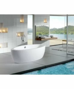 BERNSTEIN Baignoire îlot Ovale En Acrylique MODENA - 185x91cm - Avec Robinetterie 8028