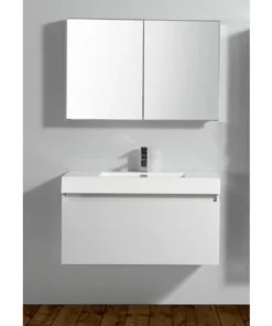 BERNSTEIN Ensemble De Salle De Bain A-1000 BASIC, Armoire De Toilette, Vasque Et Meuble Sous Vasque, Blanc