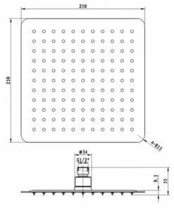 BERNSTEIN Douche De Tête En Acier Inoxydable, Carrée DPG2007 - 25x25cm -BERNSTEIN Shop 10576893 3
