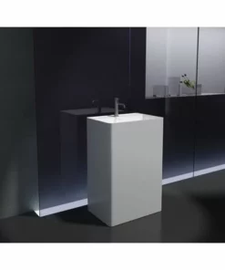 BERNSTEIN Lavabo Colonne Totem PB2022- 60 X 42 X 90cm - Blanc - Solid Stone