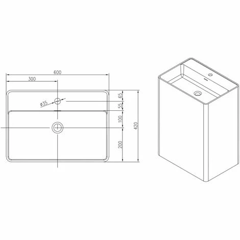 BERNSTEIN Lavabo Colonne Totem PB2022- 60 X 42 X 90cm - Blanc - Solid Stone 6 BERNSTEIN Lavabo Colonne Totem PB2022- 60 X 42 X 90cm - Blanc - Solid Stone – Image 4
