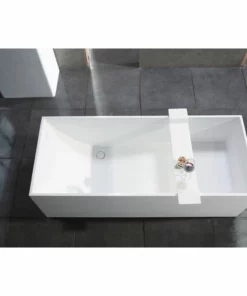 BERNSTEIN Baignoire îlot En Pierre Solide (solid Stone) LUNA Blanc Mat + Bonde Pop Up 170x72cm -BERNSTEIN Shop 10576929 4