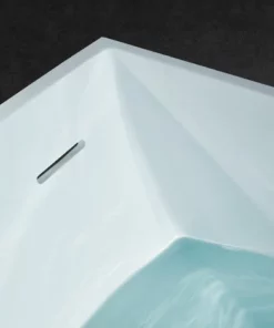 BERNSTEIN Baignoire îlot En Pierre Solide (solid Stone) LUNA Blanc Mat + Bonde Pop Up 170x72cm -BERNSTEIN Shop 10576929 5