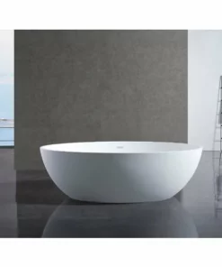 BERNSTEIN Baignoire îlot En Pierre Solide RELAX - Blanc - 176x103cm