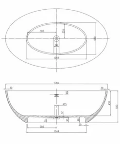 BERNSTEIN Baignoire îlot En Pierre Solide RELAX - Blanc - 176x103cm -BERNSTEIN Shop 10576939 3