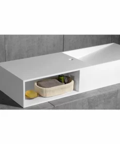 BERNSTEIN Vasque à Poser Ou Murale,TWG06, En Solid Surface (pierre Solide) - 120x42x20cm - Blanc Mat -BERNSTEIN Shop 10576950 3