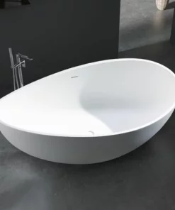 BERNSTEIN Baignoire îlot En Pierre Solide, Solide Surface, WAVE Blanc , 180x110cm - Sélectionnable En Mat Ou Haute Brillance: Mat -BERNSTEIN Shop 10583157 2