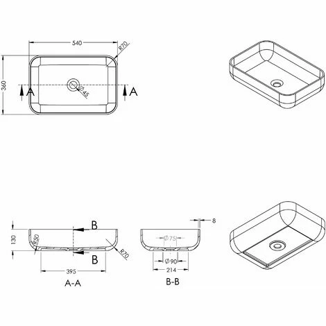 BERNSTEIN Vasque Rectangulaire à Poser PB2133 - En Fonte Minérale (Solid Surface) Blanc Ou Noir - 54 X 36 X 13 Cm: Blanc Mat, Sans Cache Supplémentaire 4 BERNSTEIN Vasque Rectangulaire à Poser PB2133 - En Fonte Minérale (Solid Surface) Blanc Ou Noir - 54 X 36 X 13 Cm: Blanc Mat, Sans Cache Supplémentaire – Image 2