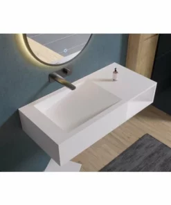 BERNSTEIN Vasque à Poser Ou Murale PB2088 Avec Espace De Rangement – Blanc Mat – 100 X 46 X 20 Cm