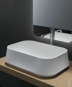 BERNSTEIN Vasque à Poser PB2161 En Solide Surface (Solid Stone) – 60 X 42 X 16 Cm – En Blanc Mat Ou Haute Billance: Blanc Mat, Avec Cache Supplémentaire Blanc -BERNSTEIN Shop 10583257 4