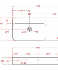 BERNSTEIN Lavabo Mural / Vasque à Poser TWG202 En Solide Surface (Solid Stone) - Blanc Mat - 90x40x12cm -BERNSTEIN Shop 10583276 5