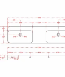 BERNSTEIN Double Vasque à Poser Ou Pour Montage Mural TWG205 En Pierre Solide (Solid Stone) - Blanc Mat - 150x40x12cm -BERNSTEIN Shop 10583278 5