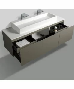 BERNSTEIN Meuble De Salle De Bain Luna 1600 Gris Mat Avec Plan Vasque En Solid Surface - Vasque & Miroir Disponible En Option: Sans Miroir, Sans Vasque à Poser -BERNSTEIN Shop 10583279 3