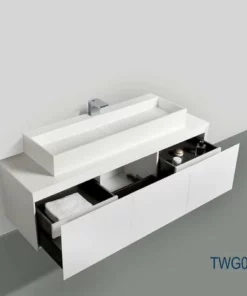 BERNSTEIN Meuble De Salle De Bain Luna 1600 Blanc Mat Avec Plan Vasque En Solid Surface - Vasque & Miroir Disponible En Option: Sans Miroir, Sans Vasque à Poser -BERNSTEIN Shop 10583281 4