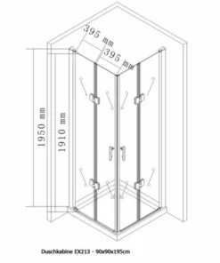 BERNSTEIN Paroi De Douche Pliante, En Verre NANO, EX213, 90 X 90 X 195cm, Sans Receveur De Douche -BERNSTEIN Shop 10583302 5