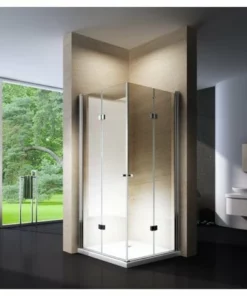 BERNSTEIN Paroi De Douche Porte Pliante, En Verre Véritable NANO 6 Mm, EX213 - 90 X 90 X 195 Cm - Pour Installation En Coin