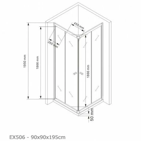 BERNSTEIN Paroi De Douche D'angle,porte Coulissante En Verre Véritable NANO, EX506, 90 X 90 X 195cm - Sans Receveur 7 BERNSTEIN Paroi De Douche D'angle,porte Coulissante En Verre Véritable NANO, EX506, 90 X 90 X 195cm - Sans Receveur – Image 5