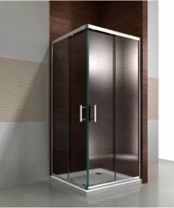 BERNSTEIN Paroi De Douche D´angle,porte Coulissante, En Verre Véritable NANO EX506 - 100 X 100 X 195 Cm - Sans Receveur De Douche