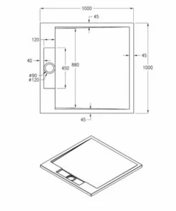 BERNSTEIN Receveur De Douche Carré PB3086 En Pierre Solide (Solid Stone) - Blanc Mat - 100x100x3,5 Cm -BERNSTEIN Shop 10583348 5