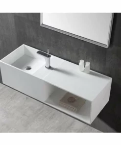 BERNSTEIN Vasque à Poser Ou Vasque Murale TWG36 En Pierre Solide (Solid Stone) Avec Espace De Rangement - 110x40x30cm