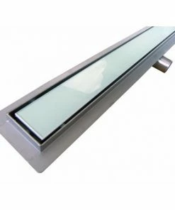 BERNSTEIN Caniveau De Sol Grand Débit Pour Douche Plain Pied En Verre Blanc, GL02 - Longueur Sélectionnable: 600mm