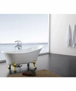 BERNSTEIN Baignoire îlot Sur Pieds PARIS Blanc - Couleur Des Pieds En Métal Et Robinetterie Sélectionnables: Sans Robinet Mitigeur, Doré -BERNSTEIN Shop 10583445 3