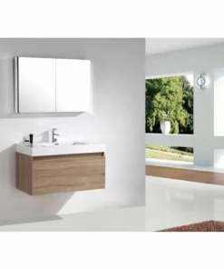 BERNSTEIN Ensemble De Salle De Bain A1000 Couleur Chêne Clair - Armoire De Toilette Et Meuble Mural En Option: Sans Miroir, Sans Meuble Mural