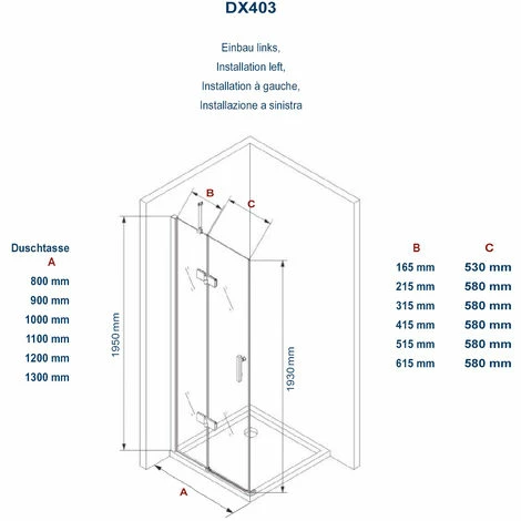 BERNSTEIN Paroi De Douche D'angle En Verre Véritable De 8mm NANO Transparent DX403 - Largeur Sélectionnable: Montage à Droite, 80cm, 70cm 7 BERNSTEIN Paroi De Douche D'angle En Verre Véritable De 8mm NANO Transparent DX403 - Largeur Sélectionnable: Montage à Droite, 80cm, 70cm – Image 5