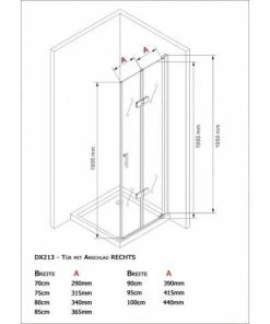 BERNSTEIN Paroi De Douche Avec Porte Pliante En Verre NANO 8 Mm DX213 - Largeur Sélectionnable: 70cm, 70cm -BERNSTEIN Shop 10583504 4