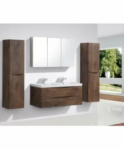 BERNSTEIN Meuble De Salle De Bain à Suspendre SMILE 1200, Bois De Rose - En Option Miroir Et Armoire Murale: Sans Miroir, Sans Meuble Mural De Droite, Sans Meuble Mural De Gauche