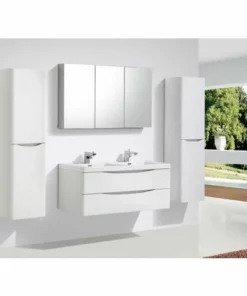 BERNSTEIN Meuble De Salle De Bain à Suspendre SMILE 1200, Blanc-lys - En Option Miroir Et Armoire Murale: Sans Miroir, Sans Meuble Mural De Droite, Sans Meuble Mural De Gauche