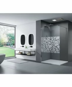 BERNSTEIN Douche à L'italienne Nano En Verre Véritable EX101 Bande Effet Miroir - Largeur Sélectionnable: 1200mm