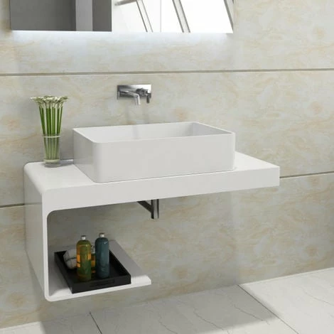 BERNSTEIN Plan De Toilette Pour Vasque à Poser Avec Espace De Rangement NT01 100x48x42 Cm En Pierre Solide (Solid Stone) : à Droite 3 BERNSTEIN Plan De Toilette Pour Vasque à Poser Avec Espace De Rangement NT01 100x48x42 Cm En Pierre Solide (Solid Stone) : à Droite