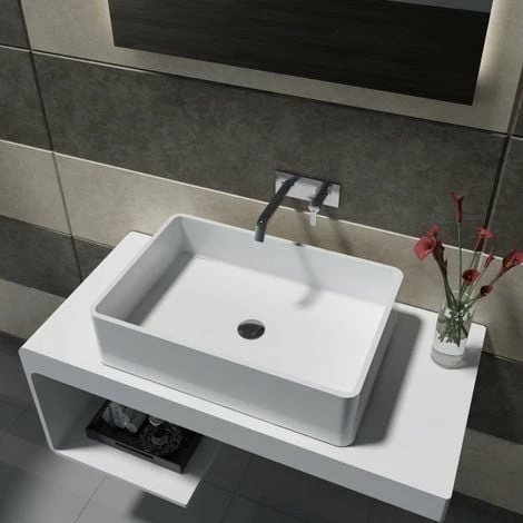 BERNSTEIN Plan De Toilette Pour Vasque à Poser Avec Espace De Rangement NT01 100x48x42 Cm En Pierre Solide (Solid Stone) : à Droite 4 BERNSTEIN Plan De Toilette Pour Vasque à Poser Avec Espace De Rangement NT01 100x48x42 Cm En Pierre Solide (Solid Stone) : à Droite – Image 2