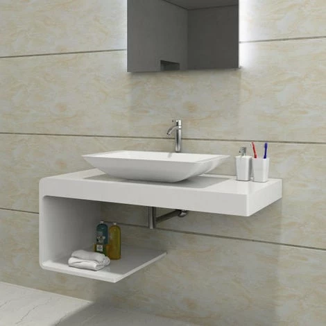 BERNSTEIN Plan De Toilette Pour Vasque à Poser Avec Espace De Rangement NT01 100x48x42 Cm En Pierre Solide (Solid Stone) : à Droite 6 BERNSTEIN Plan De Toilette Pour Vasque à Poser Avec Espace De Rangement NT01 100x48x42 Cm En Pierre Solide (Solid Stone) : à Droite – Image 4