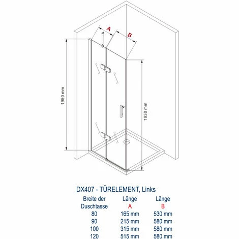 BERNSTEIN Paroi De Douche D'angle En Verre Véritable De 8mm NANO Transparent DX407 - Largeur Sélectionnable: 80cm, 90cm 5 BERNSTEIN Paroi De Douche D'angle En Verre Véritable De 8mm NANO Transparent DX407 - Largeur Sélectionnable: 80cm, 90cm – Image 3