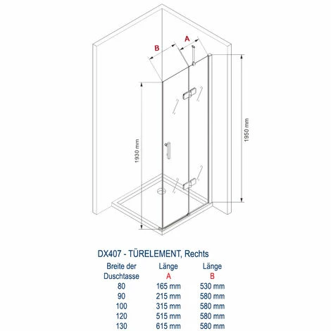BERNSTEIN Paroi De Douche D'angle En Verre Véritable De 8mm NANO Transparent DX407 - Largeur Sélectionnable: 80cm, 90cm 6 BERNSTEIN Paroi De Douche D'angle En Verre Véritable De 8mm NANO Transparent DX407 - Largeur Sélectionnable: 80cm, 90cm – Image 4