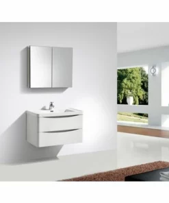 BERNSTEIN Meuble De Salle De Bain à Suspendre SMILE 800, Blanc - En Option Miroir Et Armoire Murale: Sans Miroir, Sans Meuble Mural De Droite, Sans Meuble Mural De Gauche