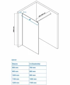 BERNSTEIN Paroi De Douche Fixe Latérale En Verre Transparent De Sécurité 8mm, EX101, Largeur Sélectionnable : 1100mm -BERNSTEIN Shop 10583636 5