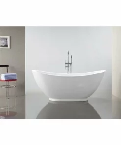 BERNSTEIN Baignoire îlot VALENCIA En Acrylique Blanc - 175x85cm - Avec Ou Sans Robinetterie: Sans Robinet Mitigeur, Sans Siphon