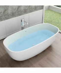 BERNSTEIN Baignoire îlot En Pierre Solide, Solid Surface, OCEAN STONE - 180 X 87 Cm - Sélectionnable En Blanc Mat Ou Blanc Brillant: Mat