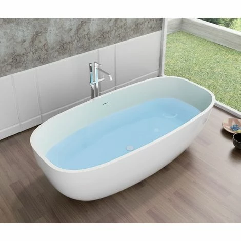 BERNSTEIN Baignoire îlot En Pierre Solide, Solid Surface, OCEAN STONE - 180 X 87 Cm - Sélectionnable En Blanc Mat Ou Blanc Brillant: Mat 3 BERNSTEIN Baignoire îlot En Pierre Solide, Solid Surface, OCEAN STONE - 180 X 87 Cm - Sélectionnable En Blanc Mat Ou Blanc Brillant: Mat