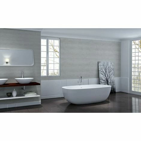 BERNSTEIN Baignoire îlot En Pierre Solide, Solid Surface, OCEAN STONE - 180 X 87 Cm - Sélectionnable En Blanc Mat Ou Blanc Brillant: Mat 4 BERNSTEIN Baignoire îlot En Pierre Solide, Solid Surface, OCEAN STONE - 180 X 87 Cm - Sélectionnable En Blanc Mat Ou Blanc Brillant: Mat – Image 2