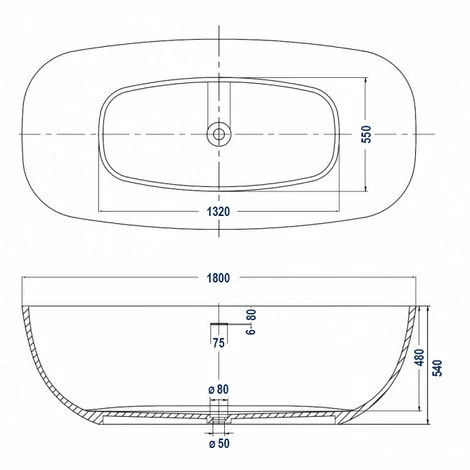 BERNSTEIN Baignoire îlot En Pierre Solide, Solid Surface, OCEAN STONE - 180 X 87 Cm - Sélectionnable En Blanc Mat Ou Blanc Brillant: Mat 6 BERNSTEIN Baignoire îlot En Pierre Solide, Solid Surface, OCEAN STONE - 180 X 87 Cm - Sélectionnable En Blanc Mat Ou Blanc Brillant: Mat – Image 4