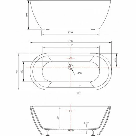 BERNSTEIN Baignoire îlot Ovale En Acrylique JAZZ Blanc - 173 X 78 Cm - Robinetterie En Option: Sans Robinet Mitigeur, Sans Siphon 6 BERNSTEIN Baignoire îlot Ovale En Acrylique JAZZ Blanc - 173 X 78 Cm - Robinetterie En Option: Sans Robinet Mitigeur, Sans Siphon – Image 4