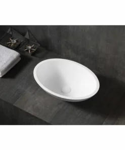 BERNSTEIN Vasque à Poser TW2106 En Fonte Minérale (Pure Acrylic) - Haute Brillance - 50 X 35 X 15 Cm: Sans Bonde Pop Up, Sans Cache Supplémentaire