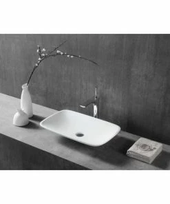 BERNSTEIN Vasque à Poser TWA06 En Fonte Minérale (Pure Acrylic) - Mat - 60,5 X 38,5 X 10,5 Cm: Sans Bonde Pop Up, Sans Cache Supplémentaire