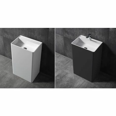 BERNSTEIN Lavabo Colonne Totem TWZ26 En Pierre Solide (Solid Stone) - En Blanc Ou En Noir - 50x36x85cm : Blanc Mat 3 BERNSTEIN Lavabo Colonne Totem TWZ26 En Pierre Solide (Solid Stone) - En Blanc Ou En Noir - 50x36x85cm : Blanc Mat