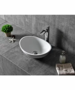 BERNSTEIN Vasque à Poser TWA29 En Fonte Minérale (Pure Acrylic) - Blanc Mat - 42x34x15cm: Sans Bonde Pop Up, Sans Cache Supplémentaire